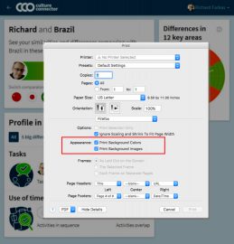 Printing your CultureConnector profile: print settings