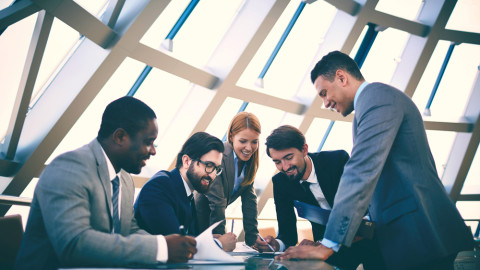 Happy business people in a meeting