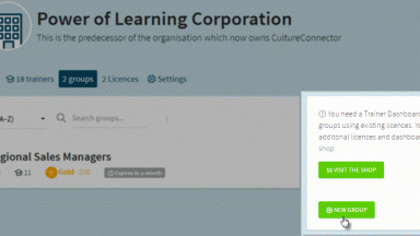 Creating a new group via Organisation Settings in CultureConnector