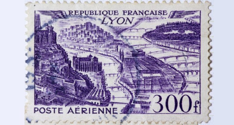 A used postage stamp for 300 francs